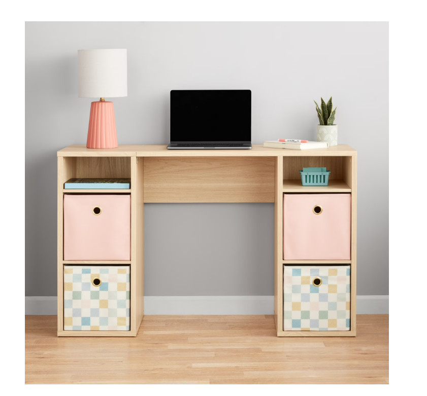 Mainstays 4-Cube Storage Desk with Shelves, Black