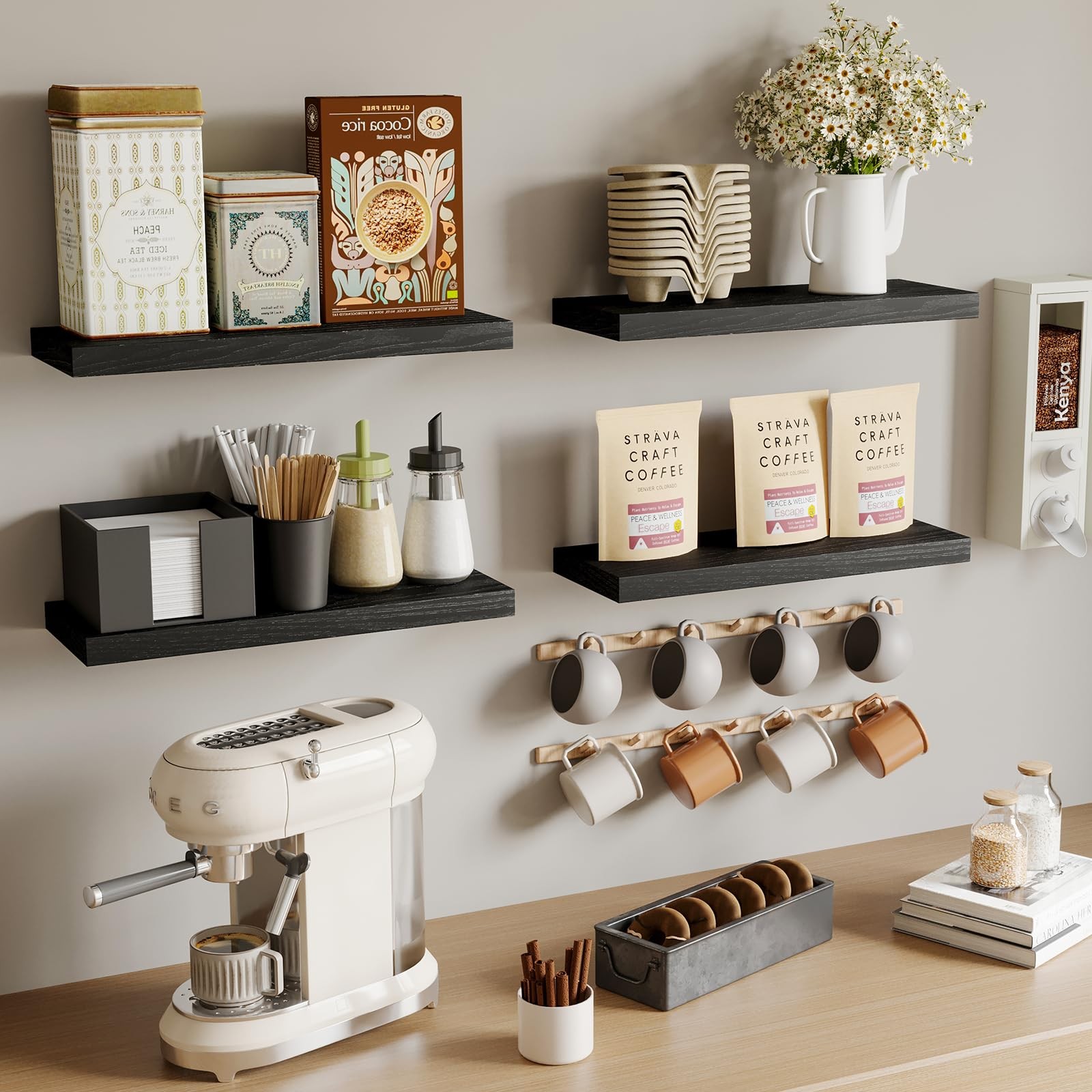 Fixwal Black Floating Shelves 15.8 inches x 5.5 x 1.2 inches,