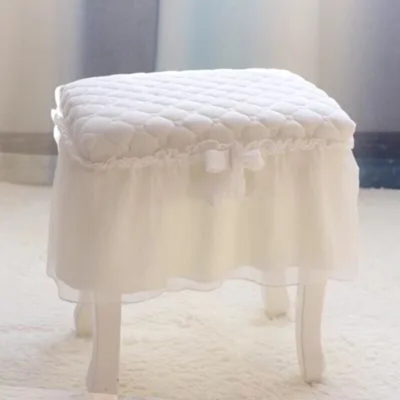 Romantic Makeup Stool Cover Lace Ruffled Seat Cushion Table Covers Protector
