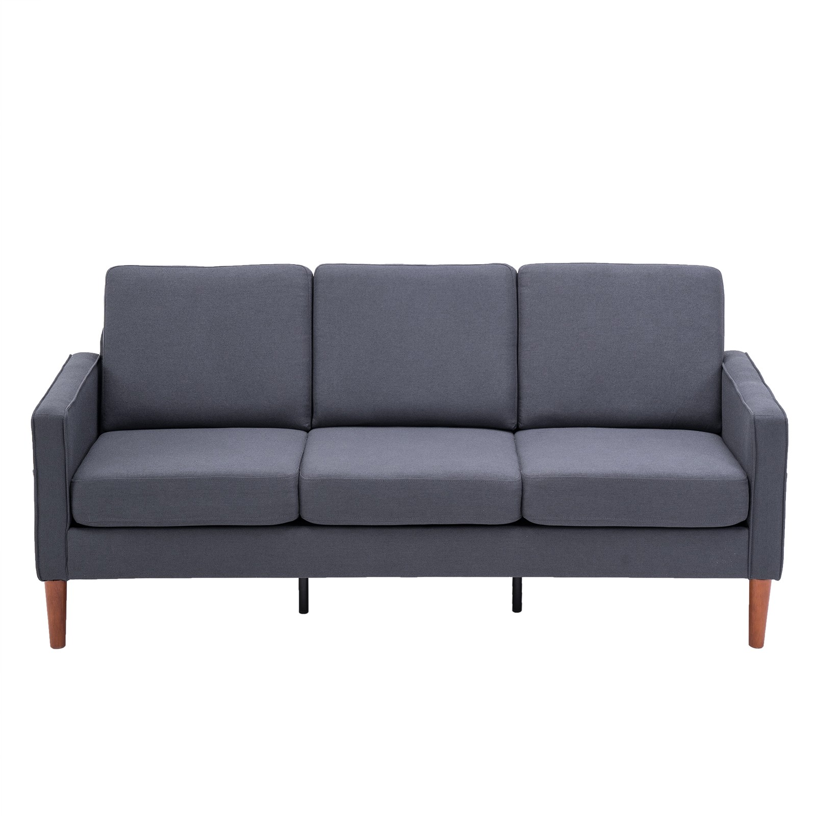 Linen Solid Wood Legs 3 Seats Without Chaise Concubine Modular Sofa Dark Grey