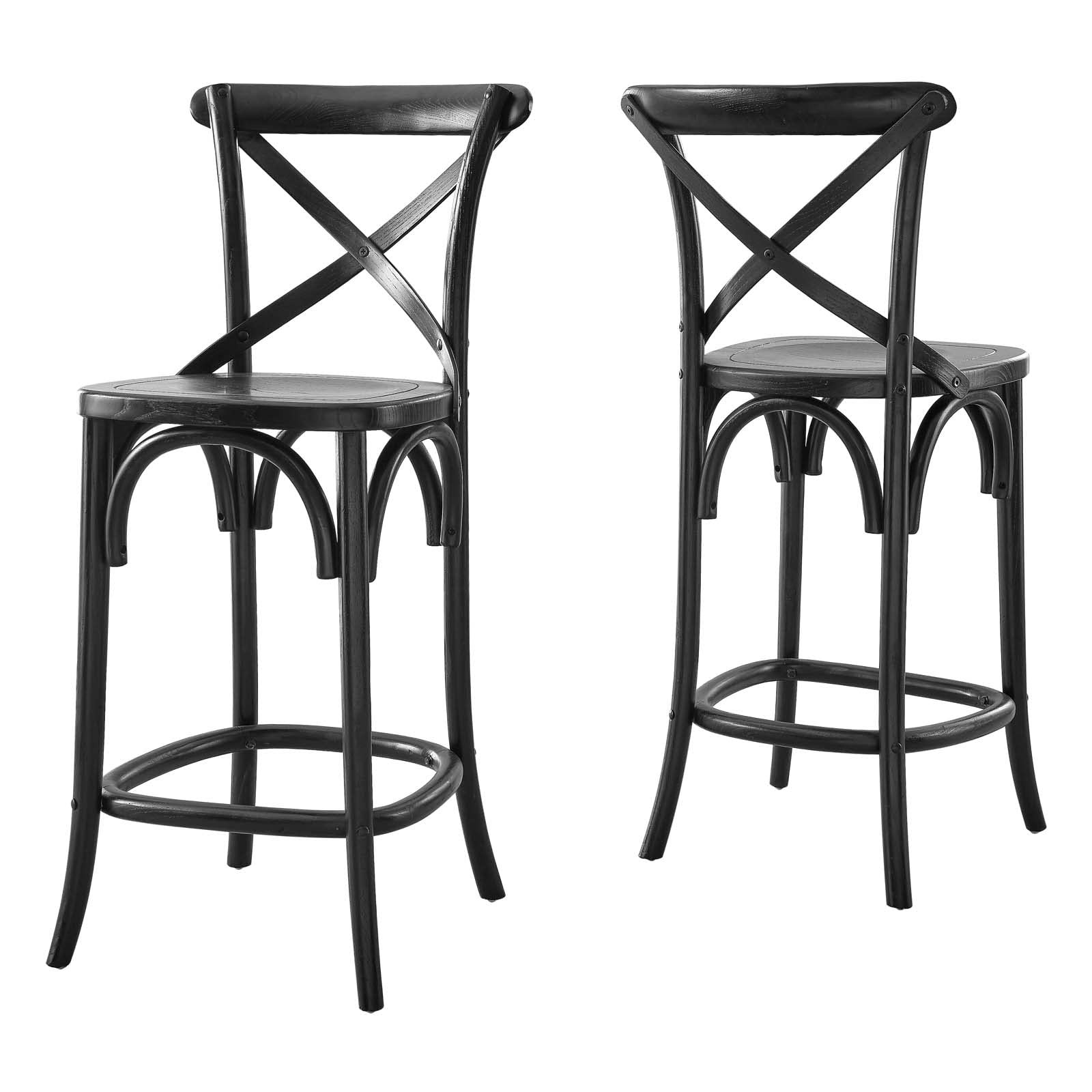 Modway Gear 39.5″ Modern Style Elm Wood Counter Stool in Black Finish