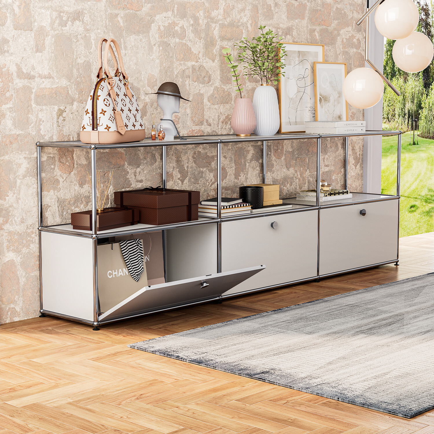 USM Haller Style Modern Storage Cabinet Free-Standing Shelf Modular Type G 6Cell