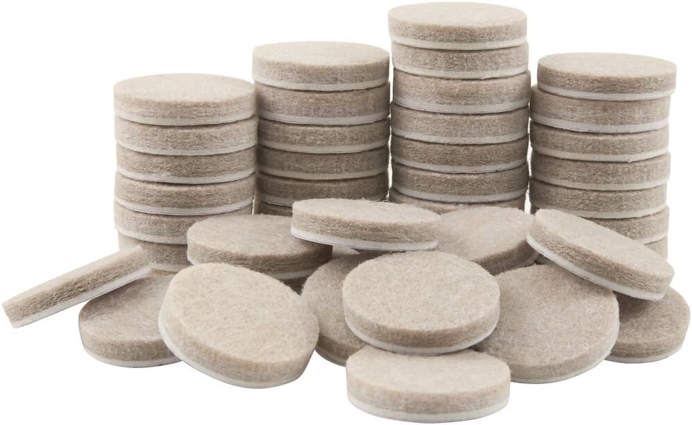 Super Sliders 1 Inch round Felt Self-Stick Furniture Sliders for Hardwood Floors