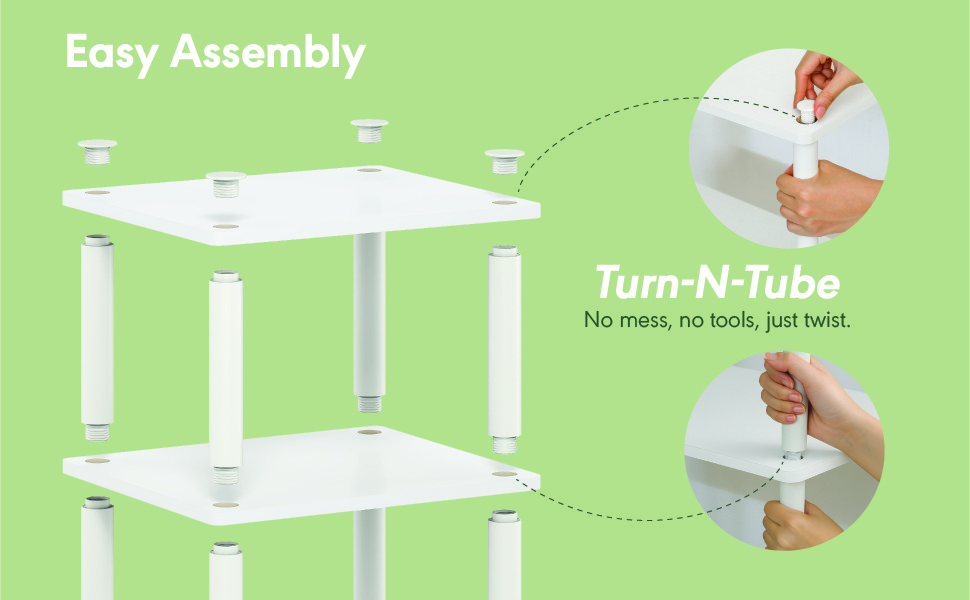 JUST Night Stand, 3-Tier Turn-N-Tube Nightstand, Toolless Bedside Table, End