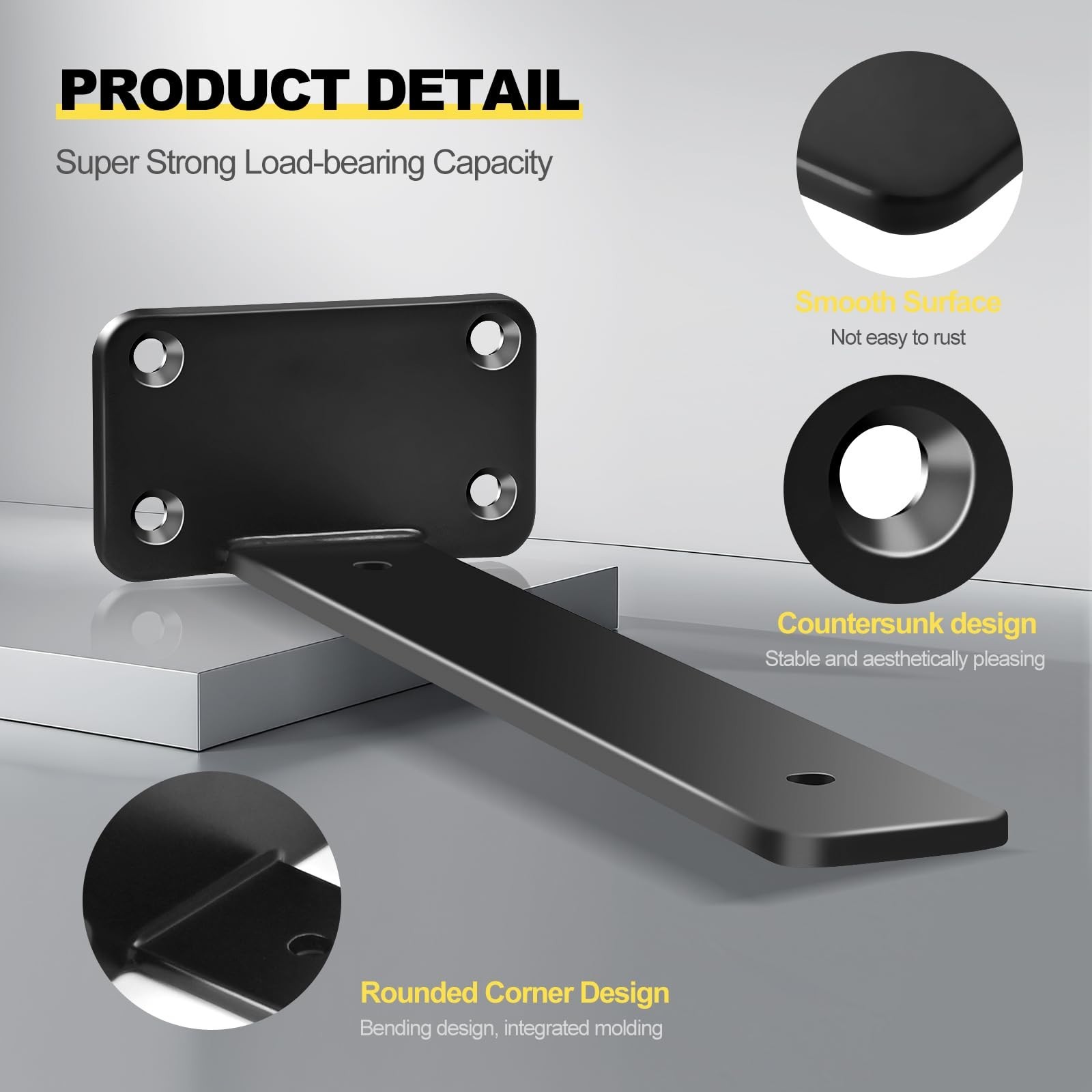12 Pack 10″ Black Hidden L Shelf Brackets – Thick Iron Floating Shelf Supports,