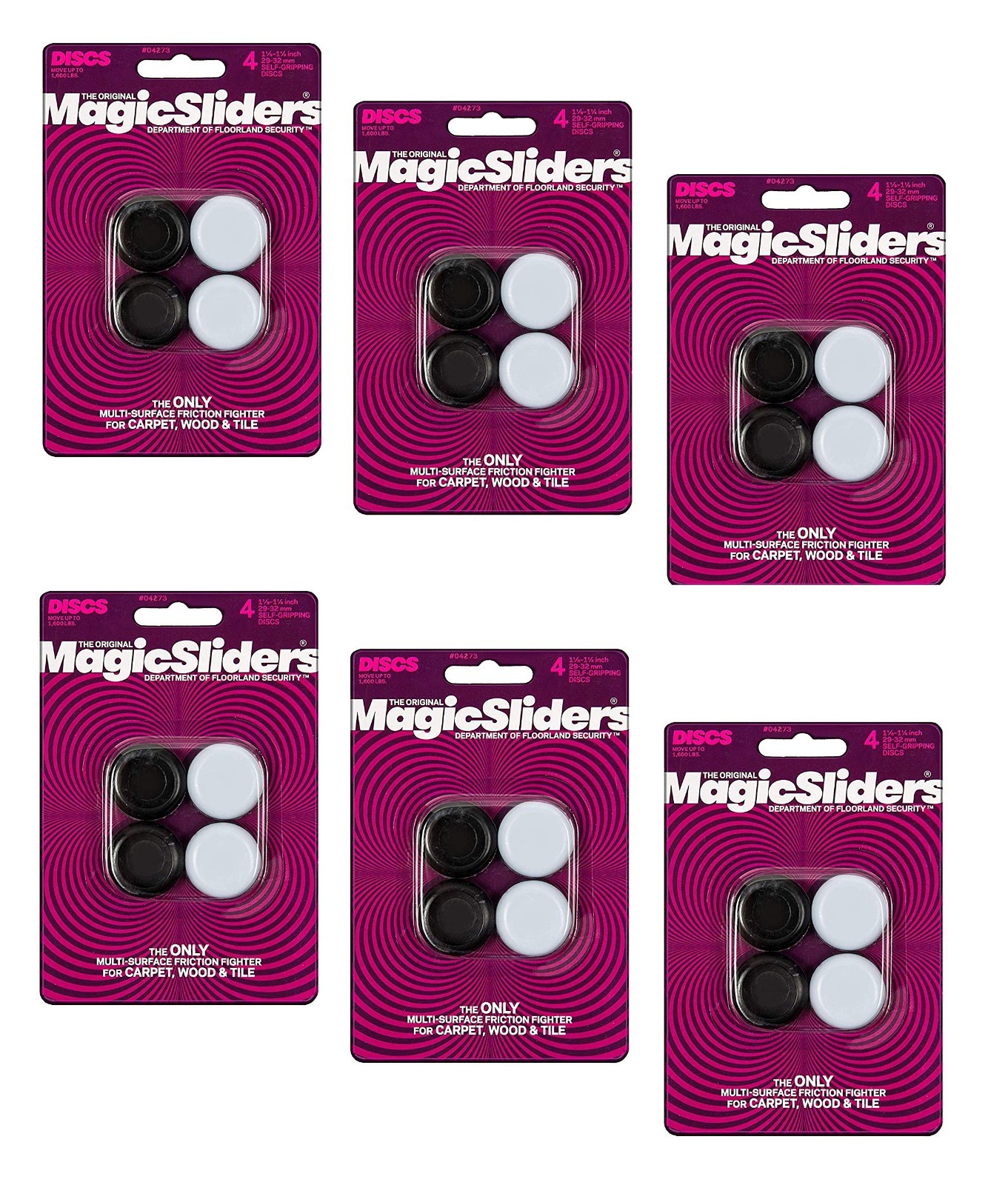 1-1/4in Round Furniture Sliders – 6 Pack, 24 Total, Easy Glide Floor Protectors
