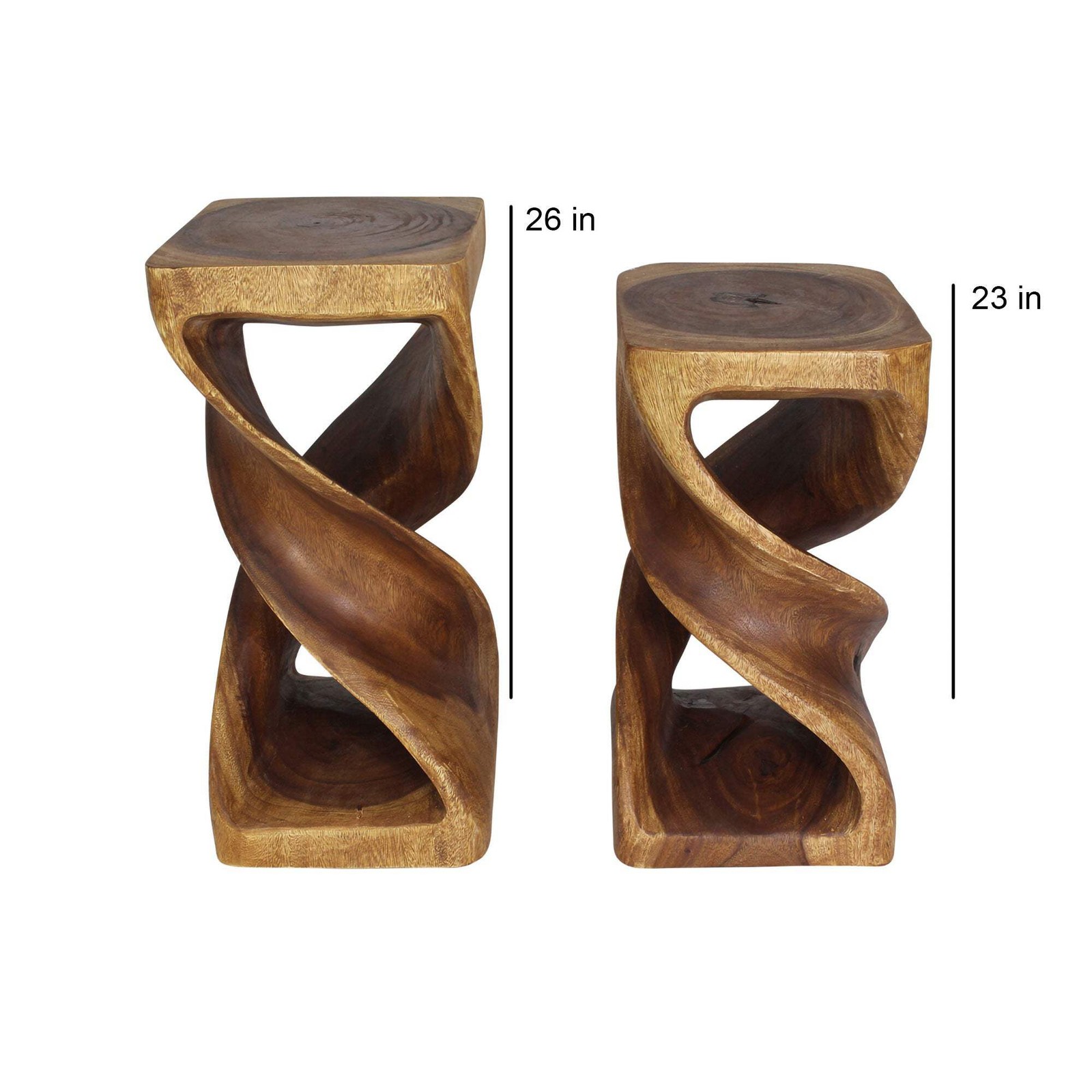 Haussmann Wood Rectangular Double Twist End Table 12x14x23 in Height Walnut Oil