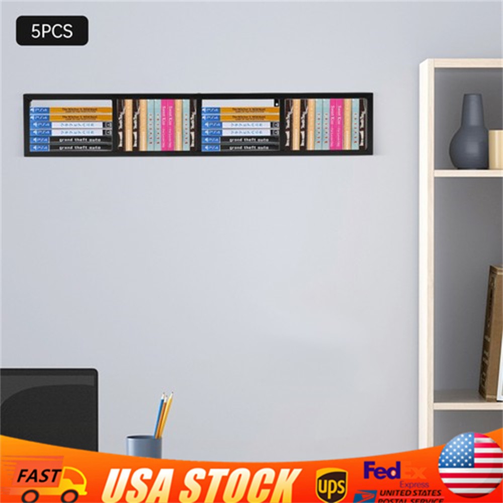5PCS Wall Mount Media Storage Rack 34 Inch CD DVD Organizer Shelf Metal Floating