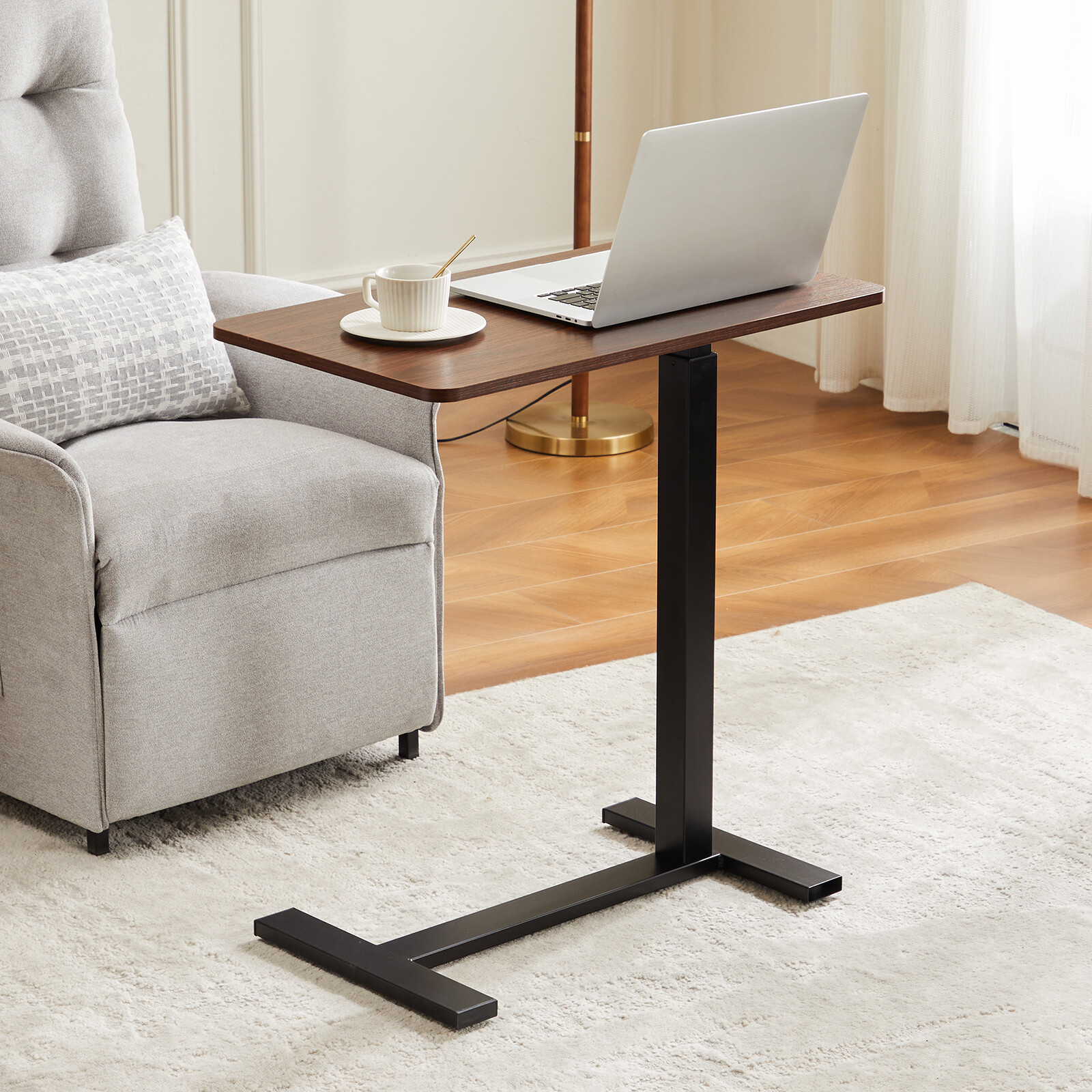 Height Adjustable Bedside Laptop Table with Wheels -Rolling Mobile Standing Desk