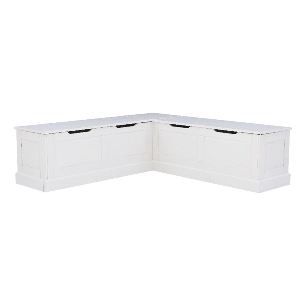 Pemberley Row Wood White Nook Backless Hidden Storage 62.4″ Unassembled