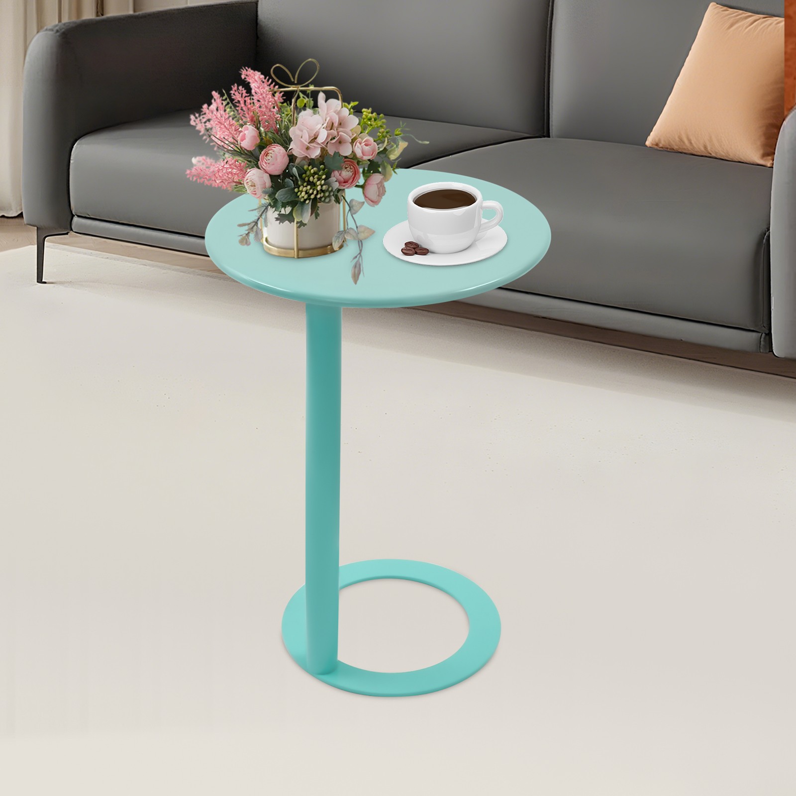 48*69cm Small Dining Table, Round Work Table, C-Shaped Side Table, Coffee Table