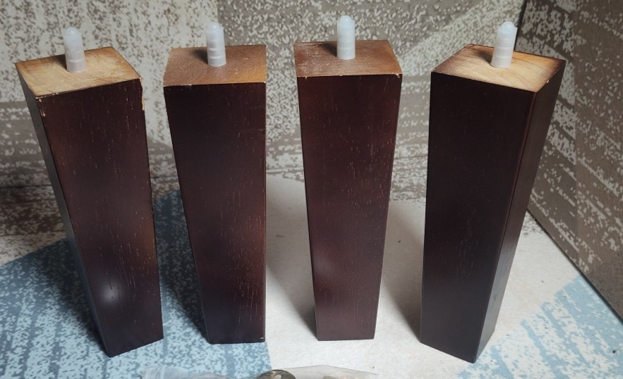 Square Furniture Legs 8″, Tapered, Dark Walnut, Set of 4 No hardware