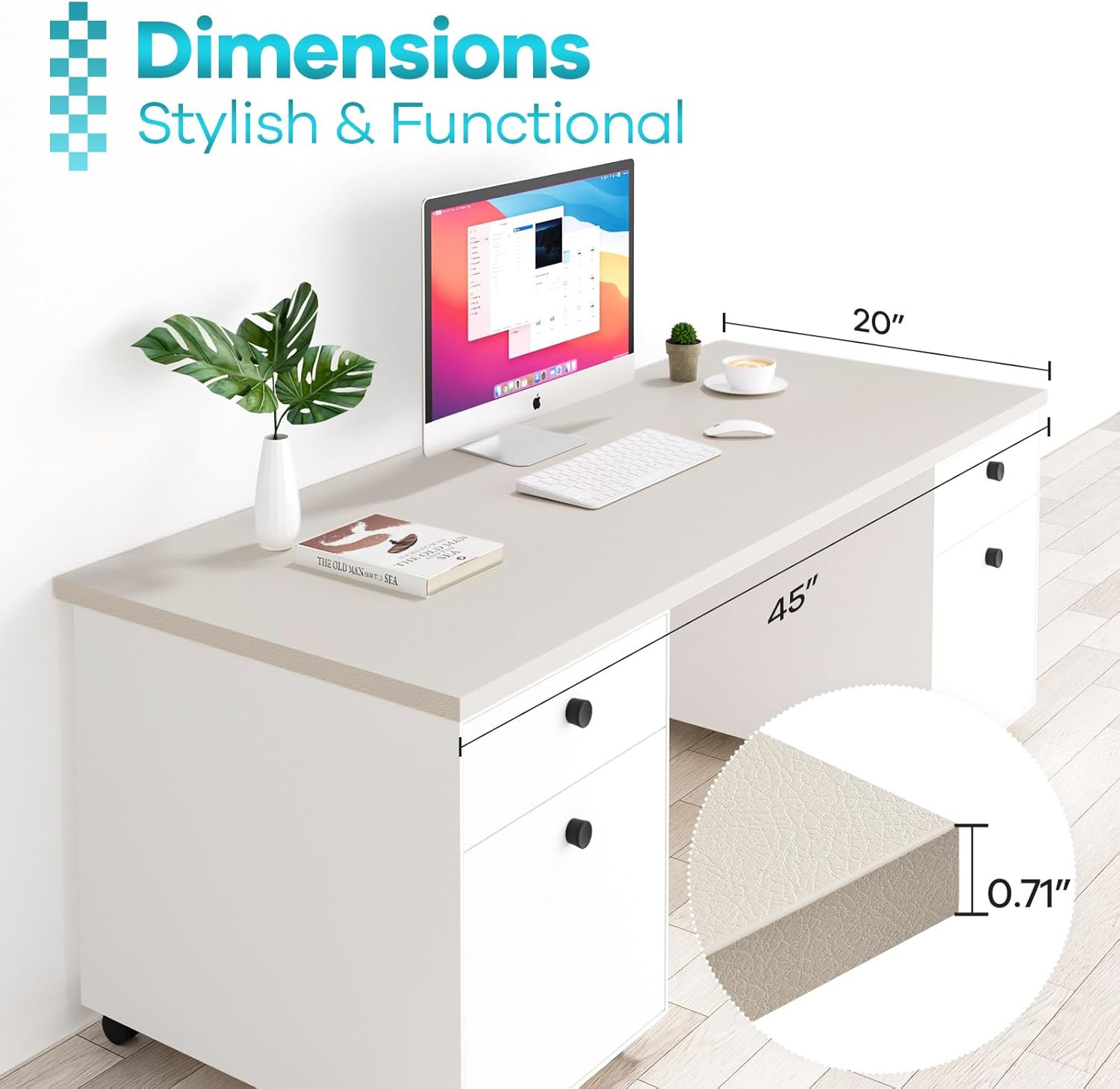 Universal 45″x20″ Solid Melamine Table Top for Home & Office DIY Desks