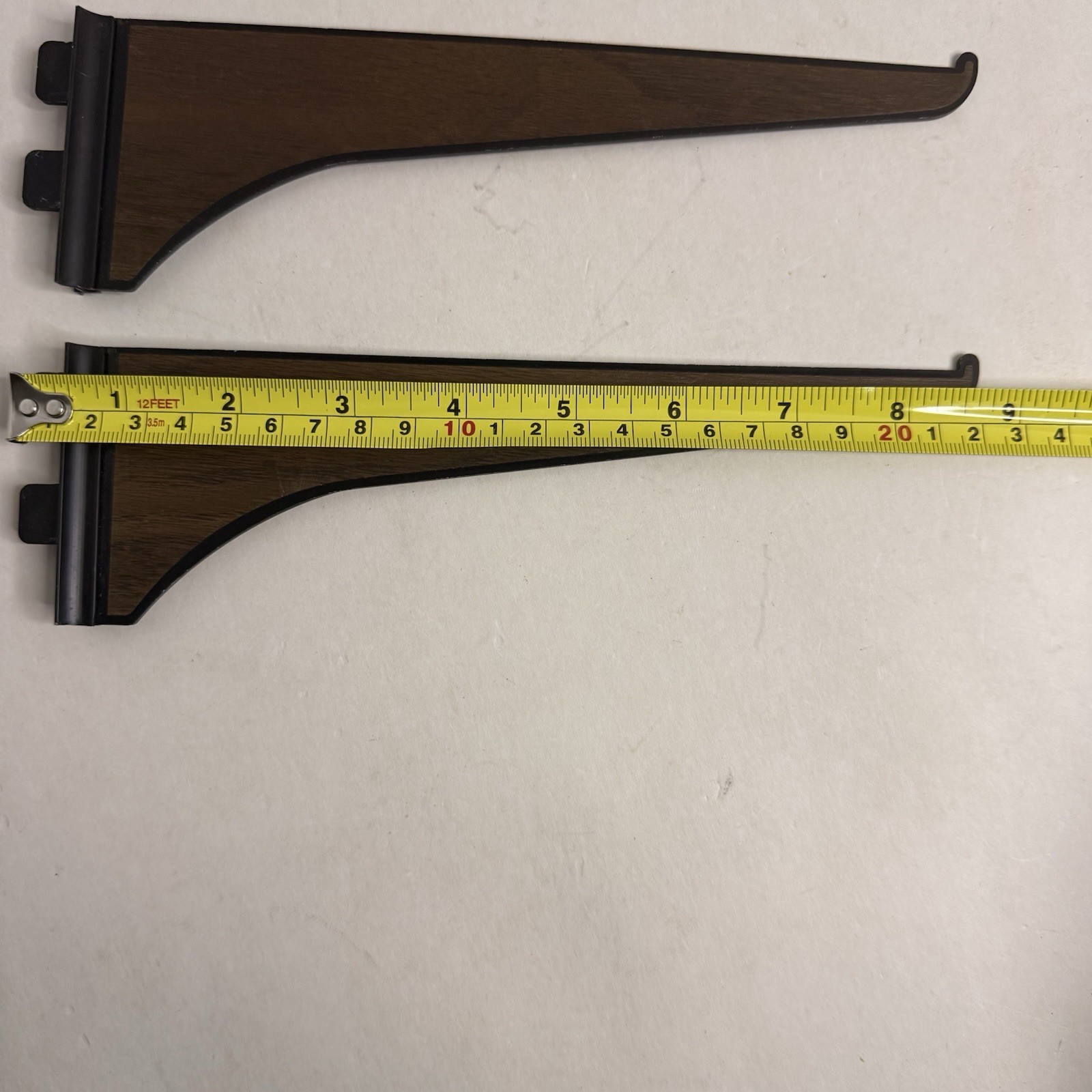 Vintage Wood Grain Shelf Brackets Wall Mount Pair 8.75” Retro Laminate