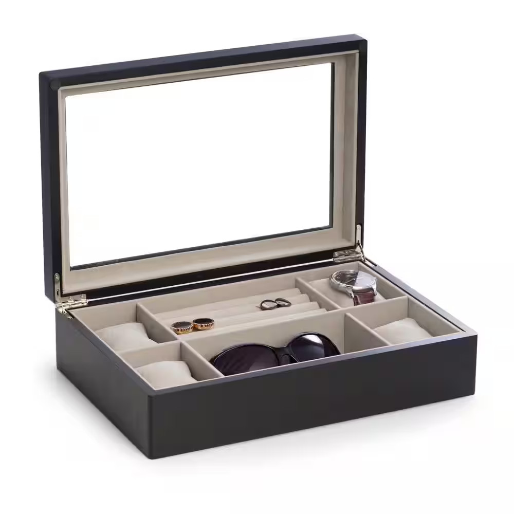 12.5 In. D X 3.25 In. H X 8.25 In. W Wood Storage/Valet in Black