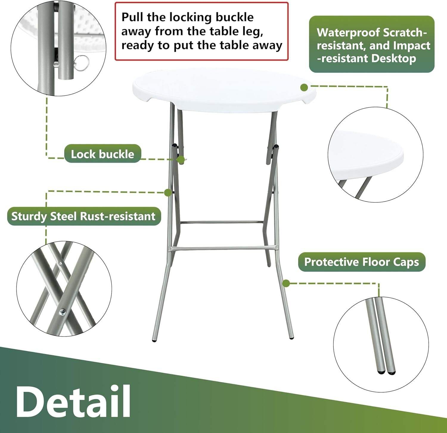 32 Inch White Ultra light weight Folding Table Outdoor