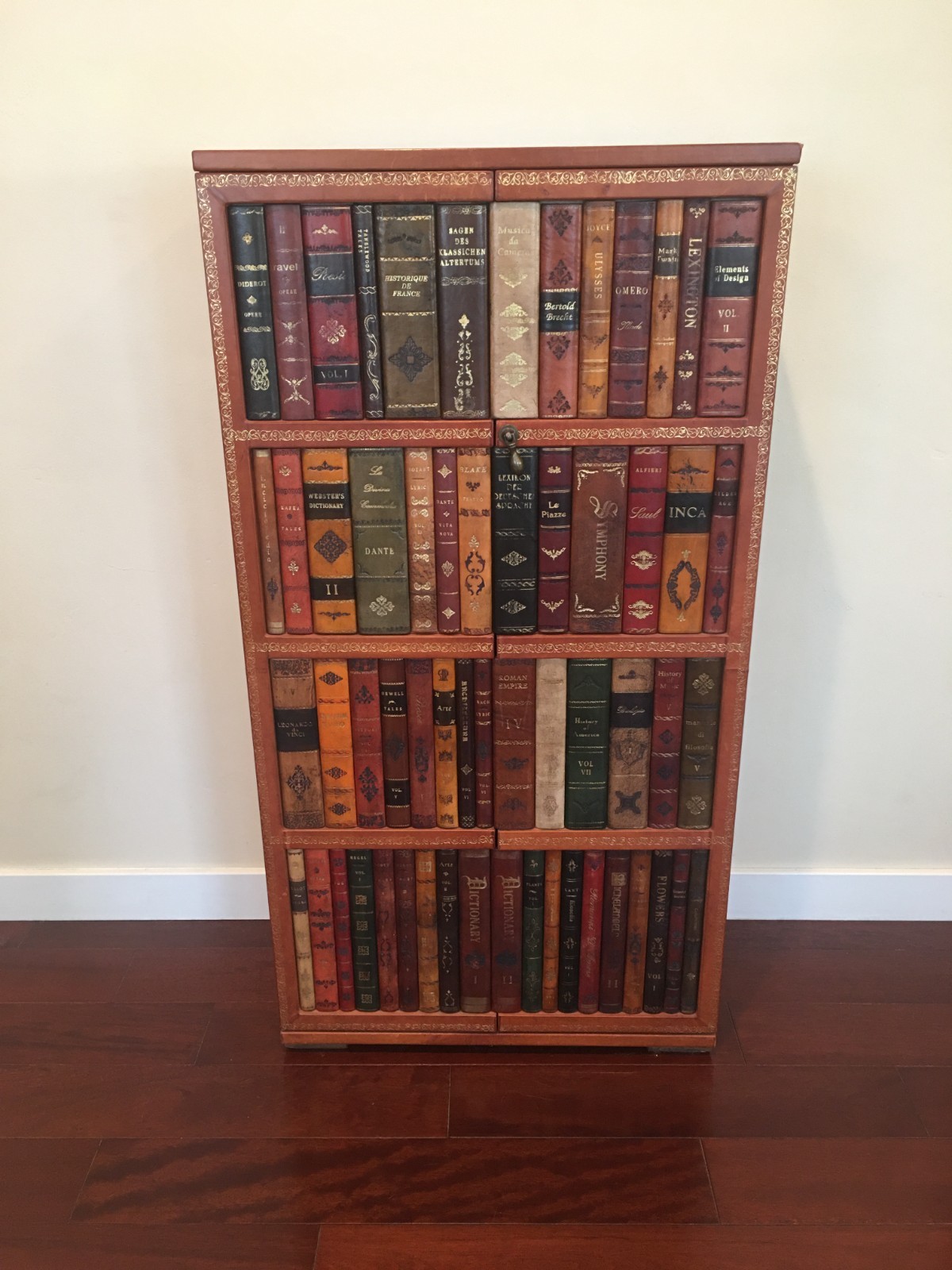 Vtg Scully & Scully Leather Books Media Cabinet – High-End, Hand Made in Italy
