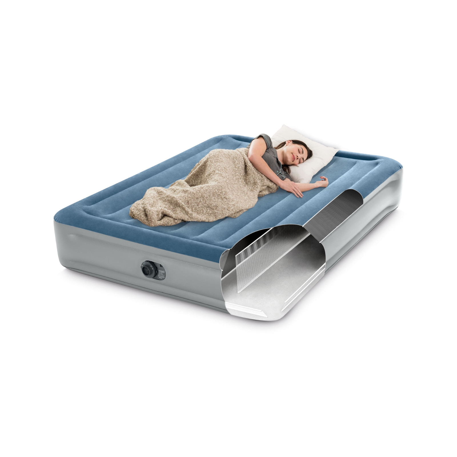 Intex Queen Dura-Beam Deluxe Air Mattress Built-In Pump (Queen,Single,FREESHIP)