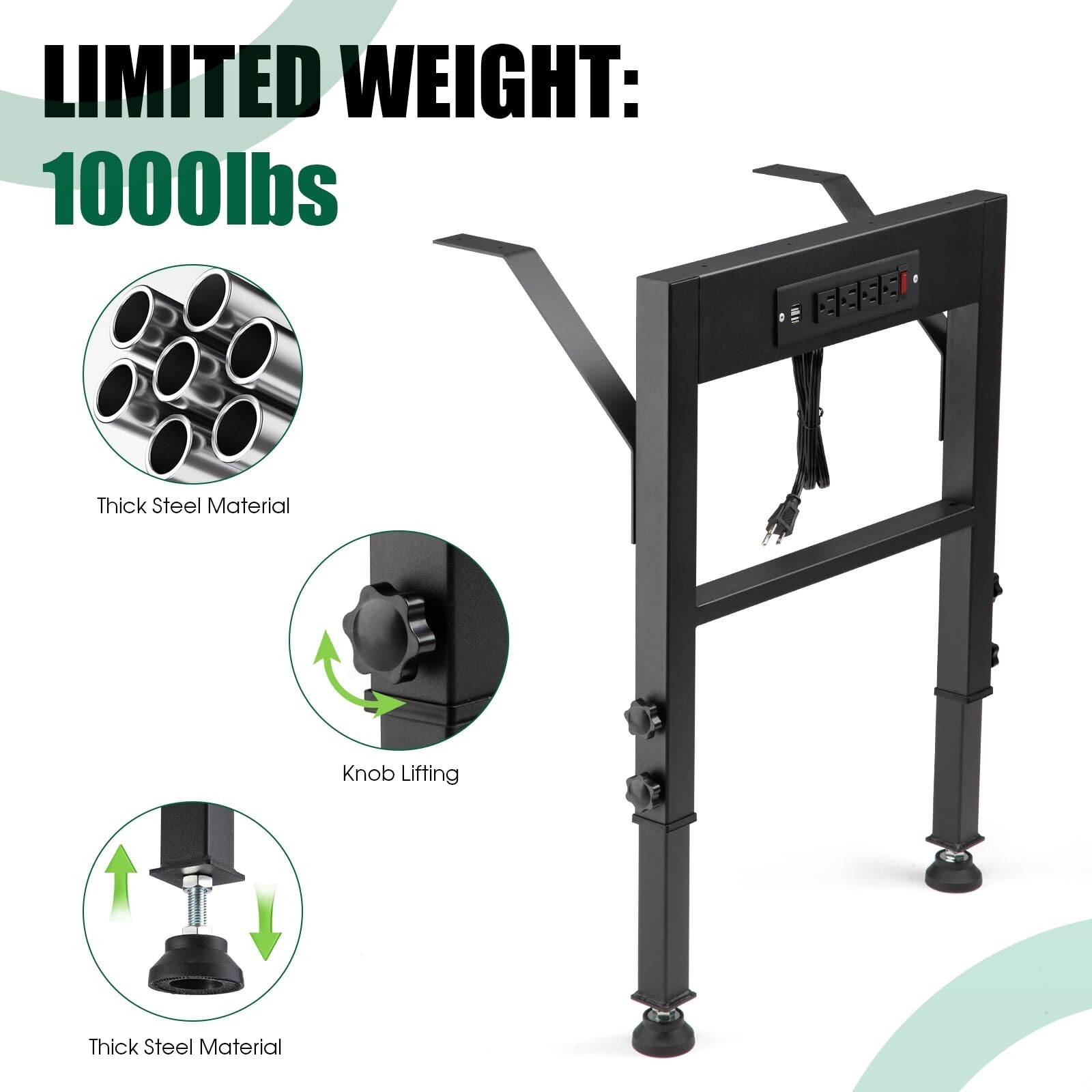 19.6-Inch Depth Workbench Frame, Height Adjustable 28.5″ to 33.8″,Set of 4 Me…