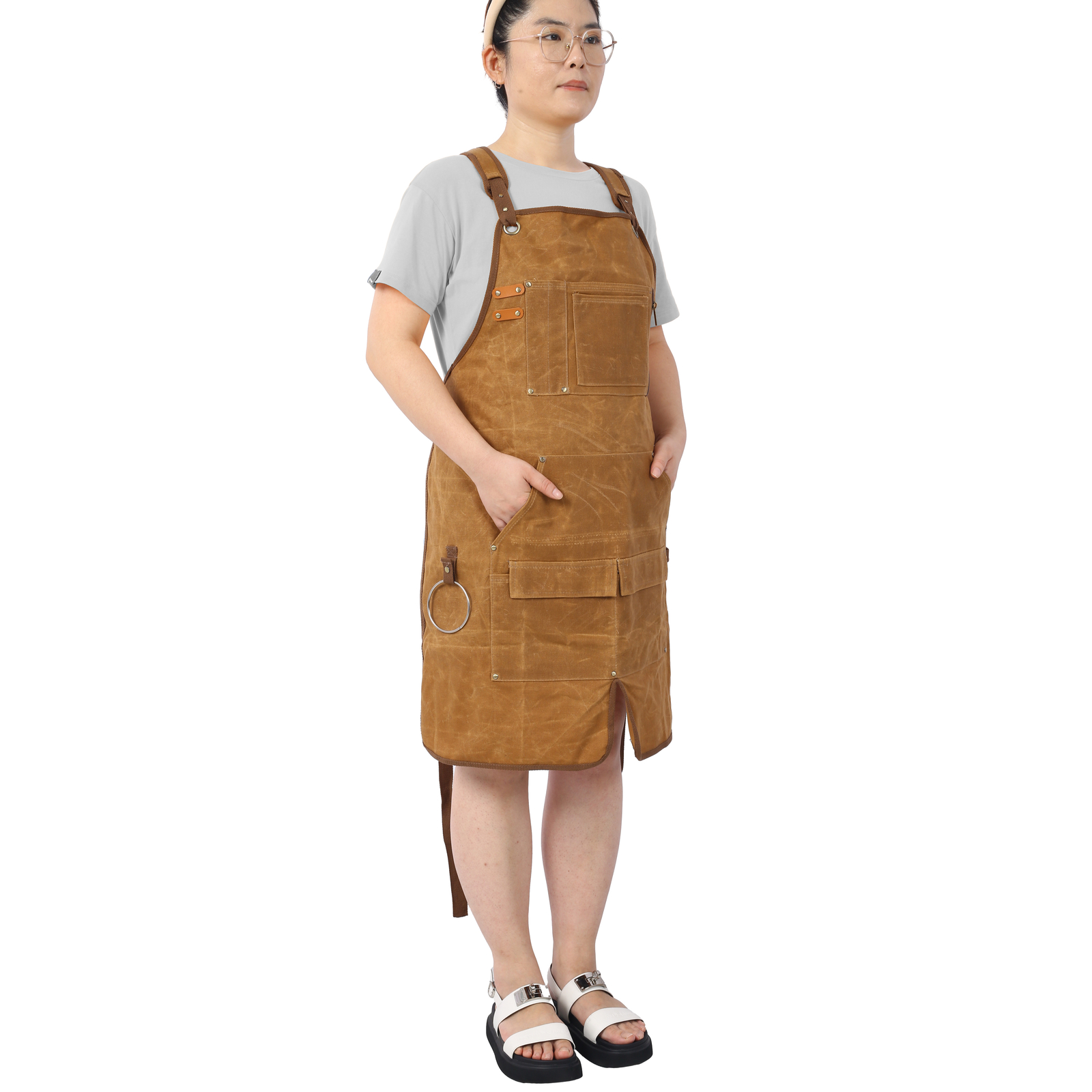 Long Heavy Duty Waxed Canvas Tool Apron Carpenter Aprons Woodworking Aprons Carp