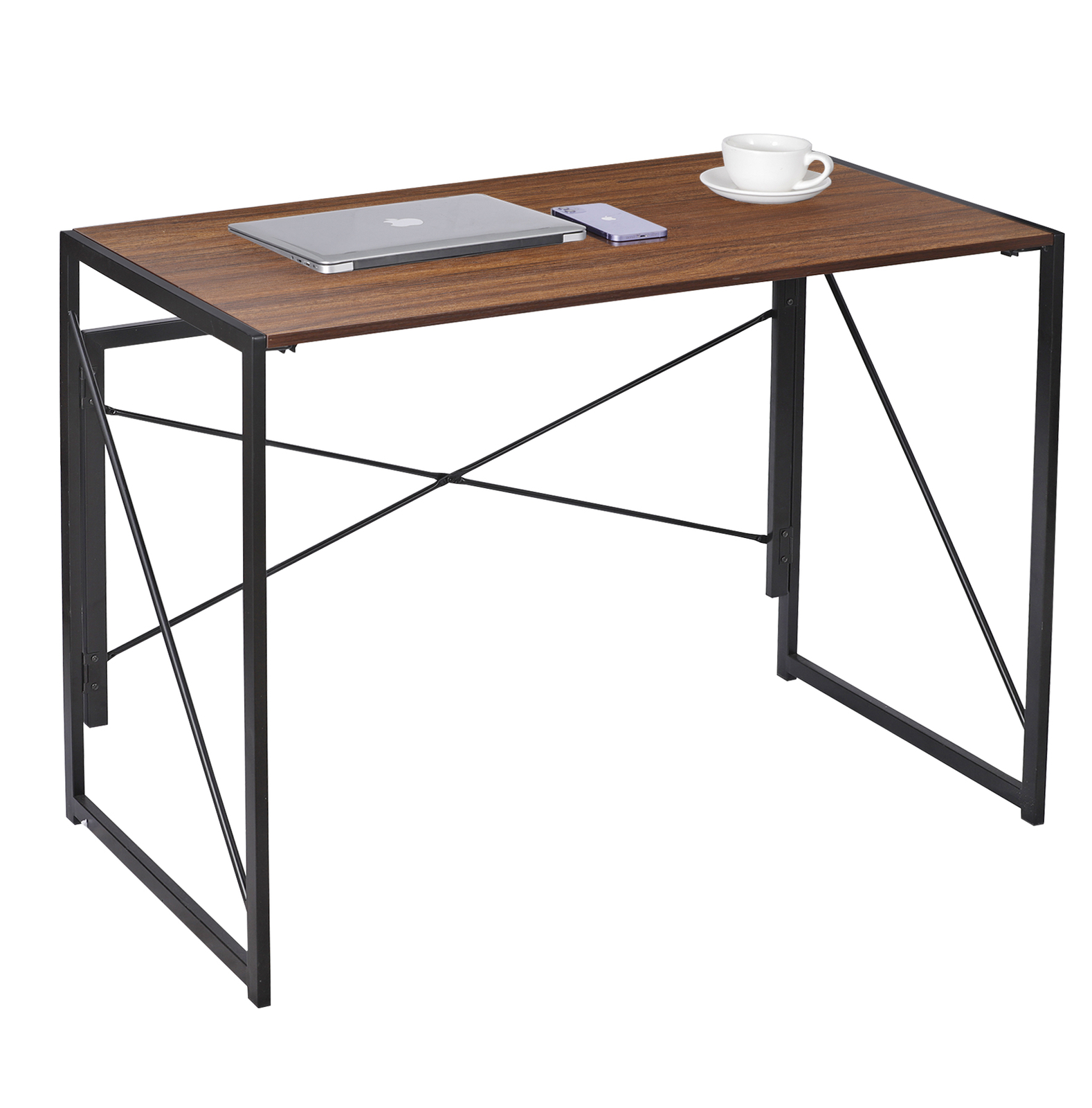 39″ Folding Computer Desk Writing Study Desk Laptop Table for Home Office Brown