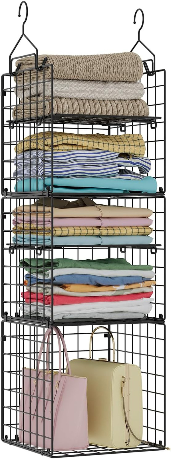 Hanging Closet Organizer and Storage, 5-Tier Metal Shelf, Adjustable Space