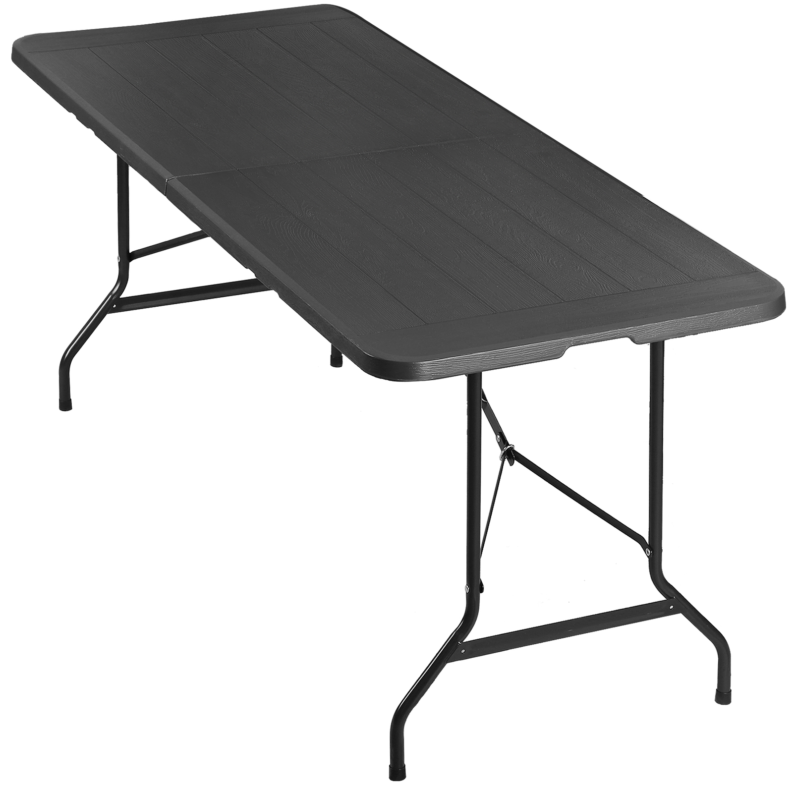 6ft Black Plastic Folding Training Table Indoor Outdoor Picnic Party Camp Dining
