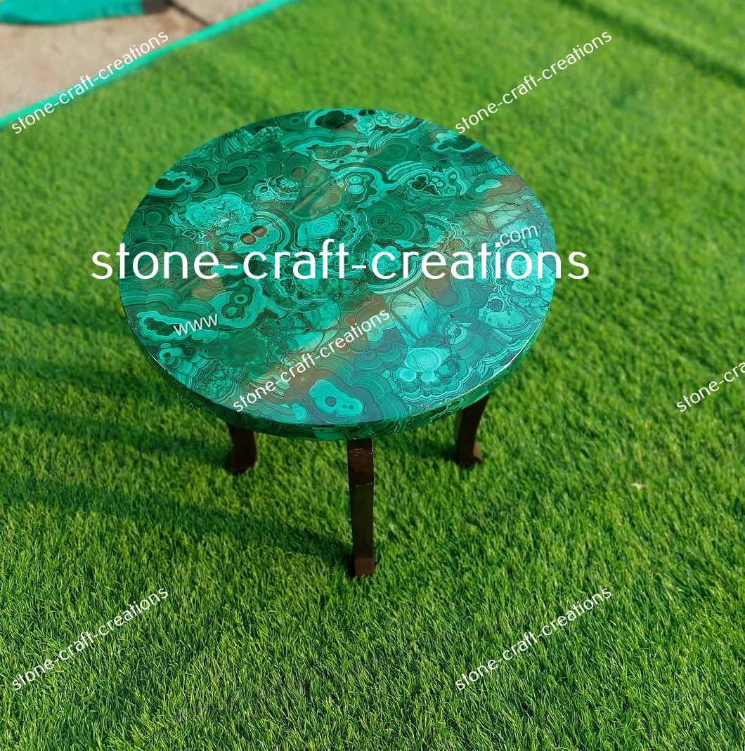 Green Table Round Malachite Handmade Coffee Tabletop ,Dining Table Home decor