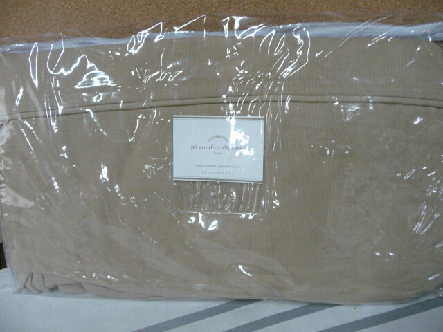 Pottery Barn Comfort Armchair Regular knife Edge Br Canvas Jute Roll slipcover