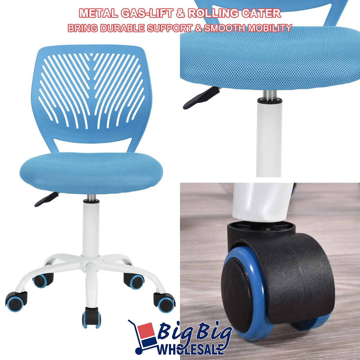 Blue Ergonomic MidBack Mesh Computer Office Task Chair Adjustable Rolling Swivel