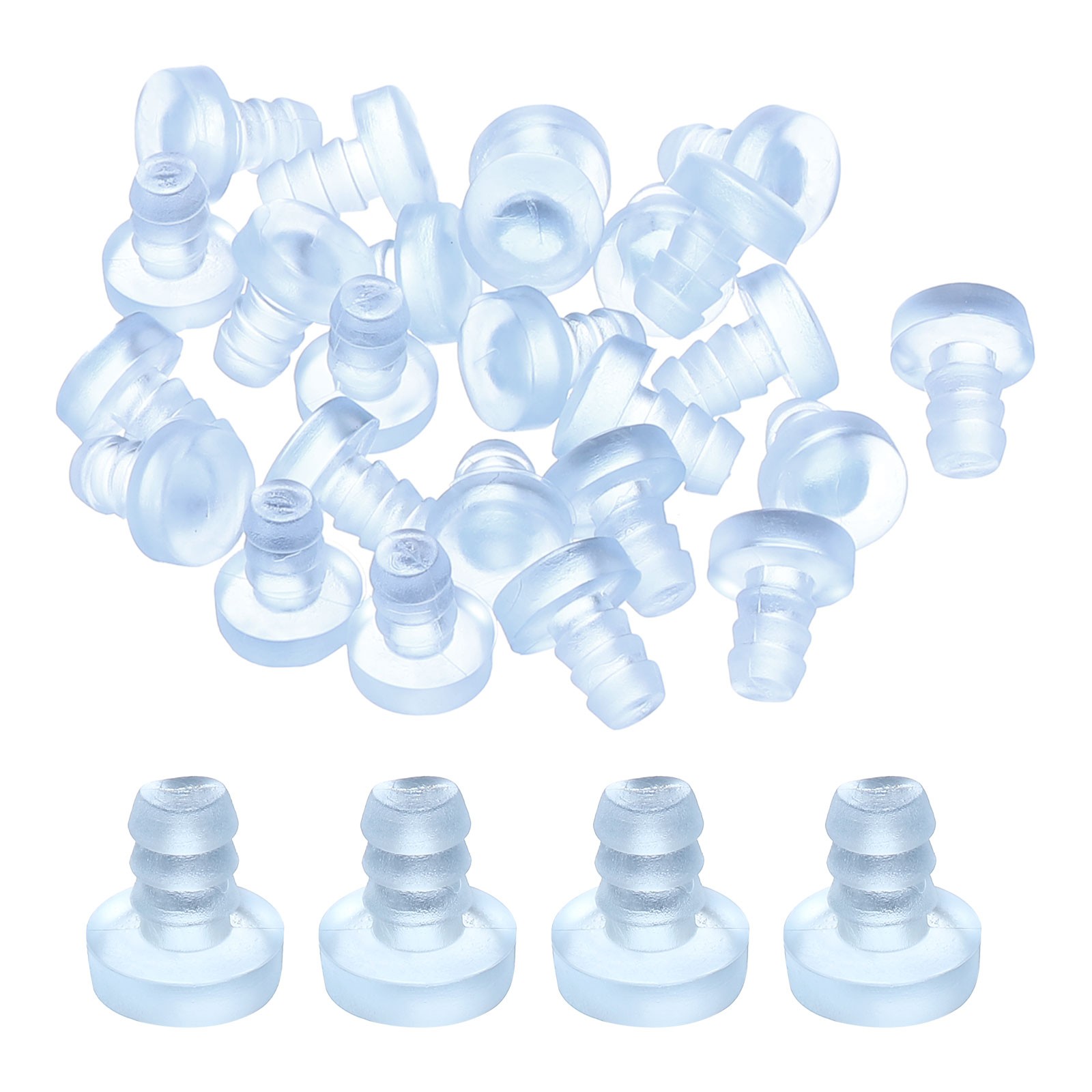 36Pcs 5mm/0.2″ Glass Table Top Bumpers with Long Stem Fit 3/16Inch, Clear