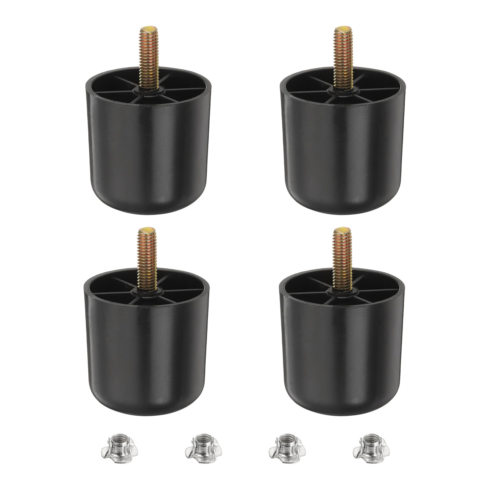 4 Set 2 Inch Plastic Round Tapered Furniture Legs with M8 Hanger Bolts