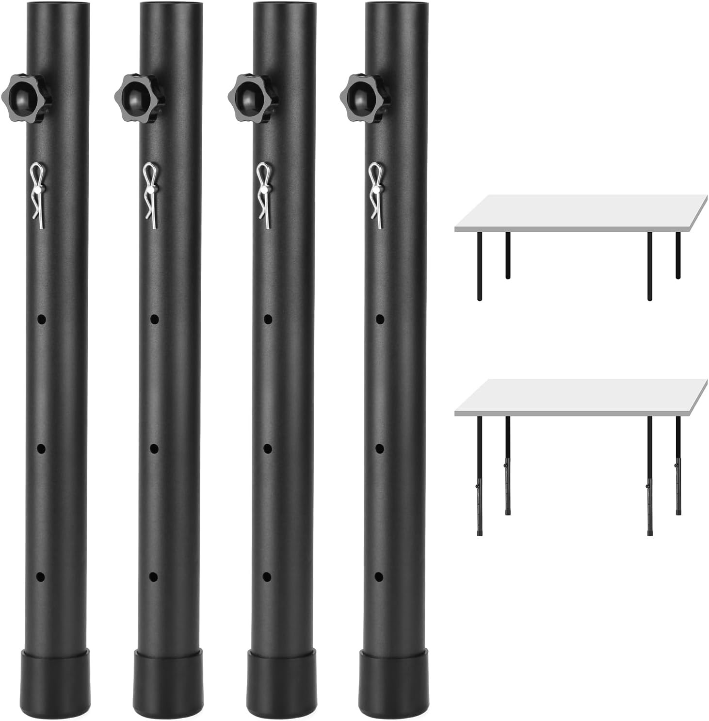 Adjustable Table Leg Extenders 4 Pcs, Steel with Non-Slip Rubber Feet
