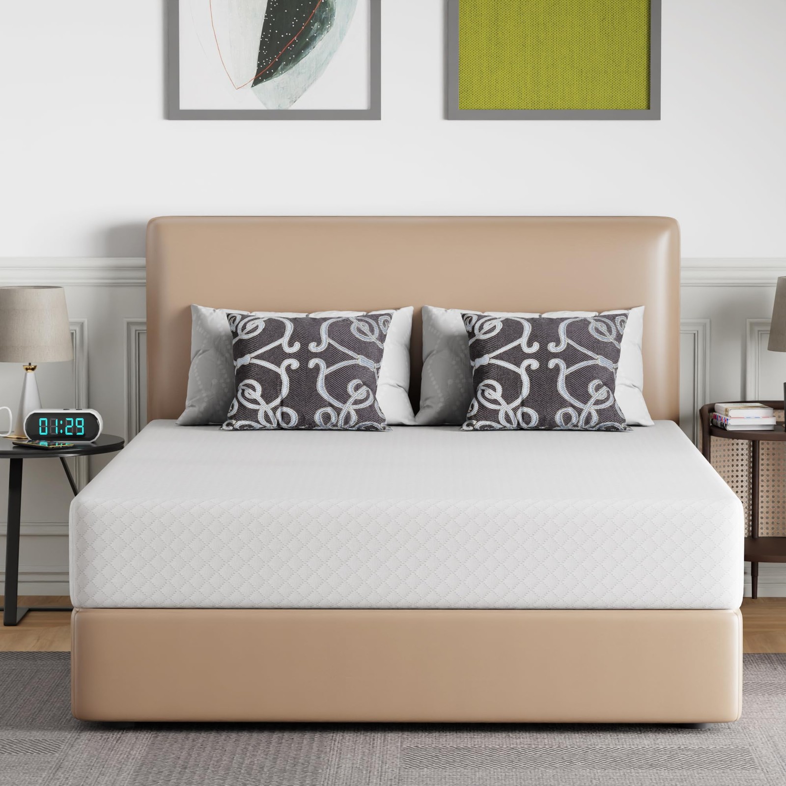 FDW | 10 Inch Queen Mattress | Medium Firm | Gel Memory Foam Mattress | White…