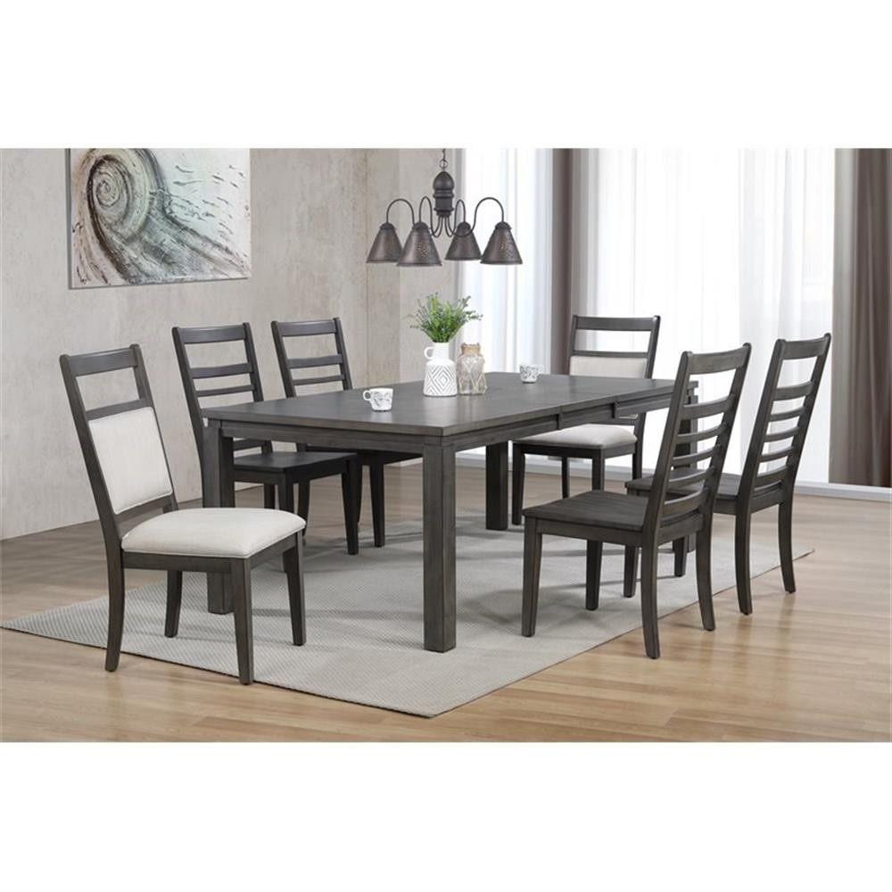 Sunset Trading Shades of Gray 7-Piece 82″ Rectangular Wood Dining Set in Gray