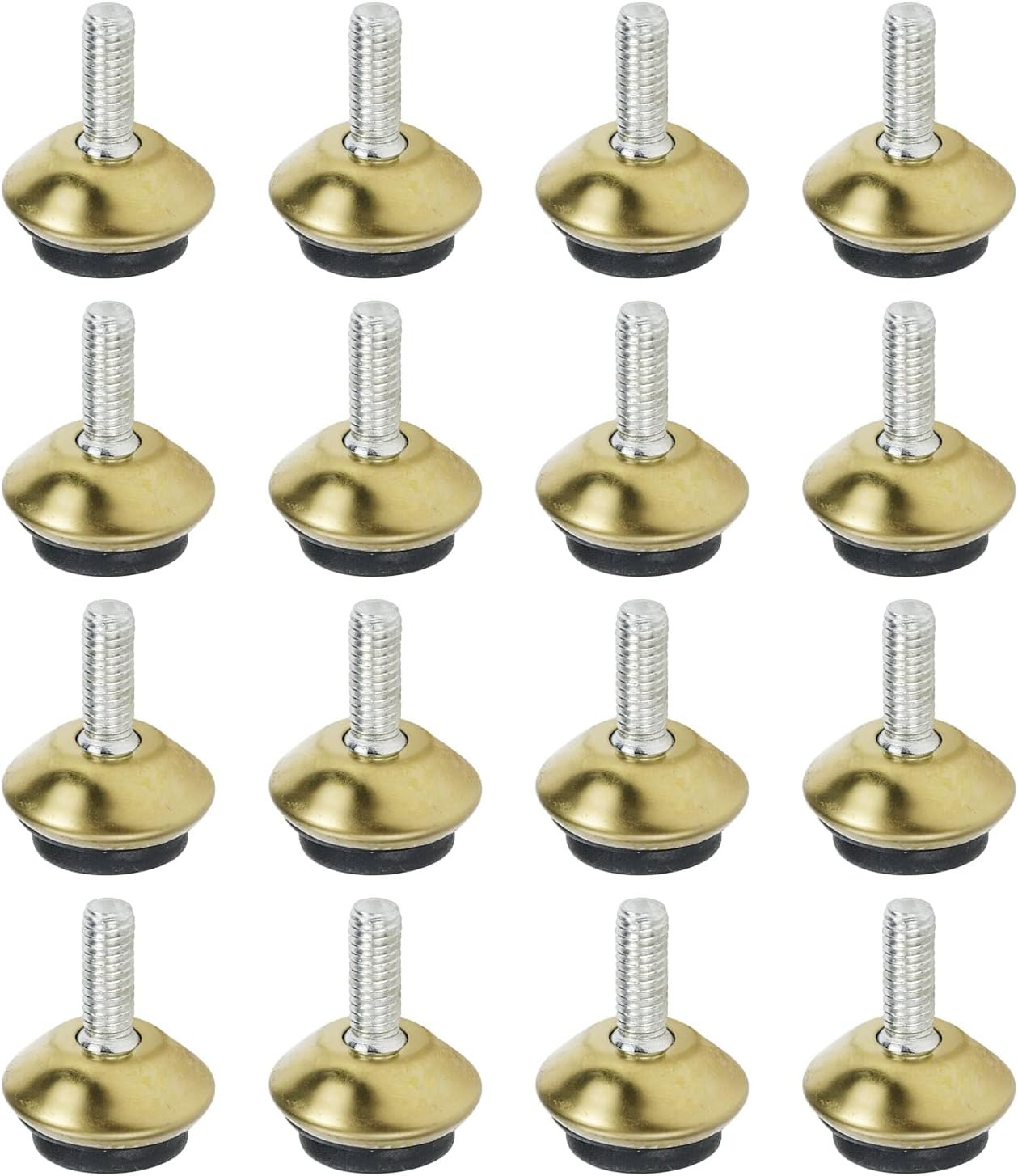 M6 Adjustable Furniture Feet Swivel Furniture Leg Levelers,Gold-16Pcs | WDONAY T