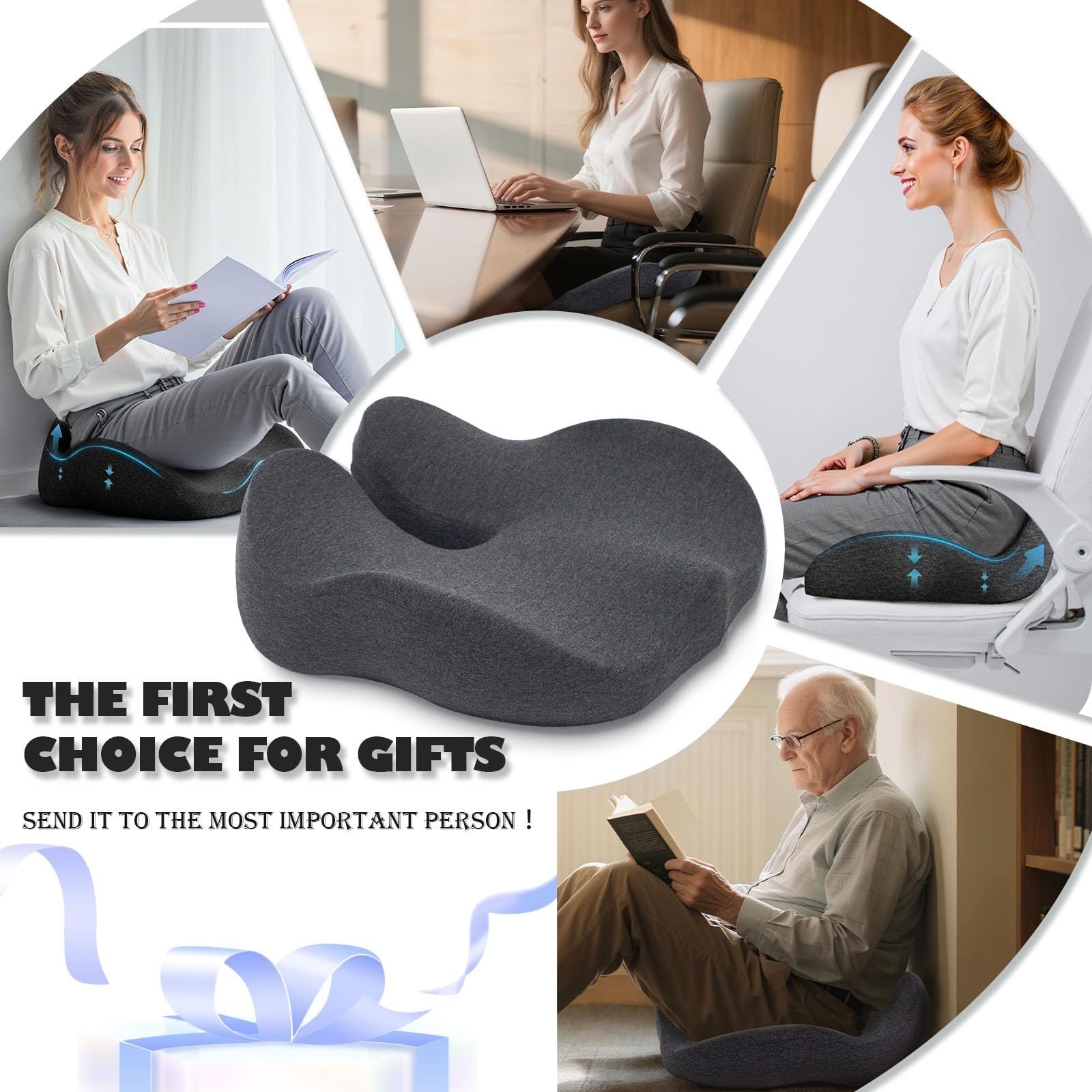 CXC Seat Cushion for Office Chair, Memory Foam for Long Sitting, Dark Gray | …