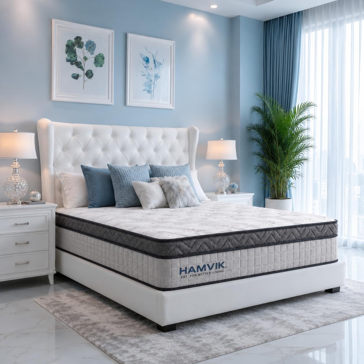 HAMVIK Hybrid Mattress Memory Foam Pocket Spring Bed in a Box 10/12 All Sizes