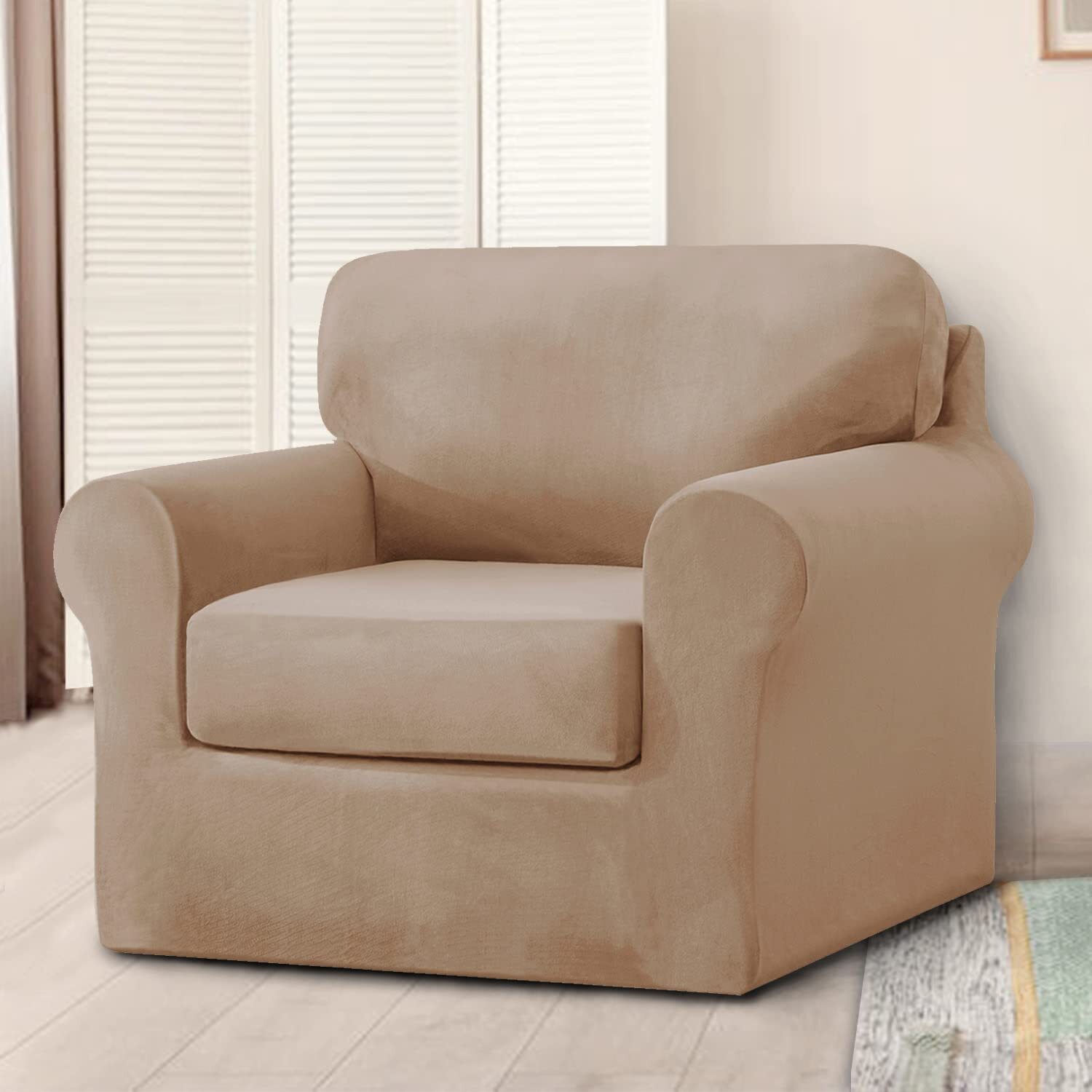 1/2/3 Seater Velvet Stretch Sofa Cover Thick Soft Armchair Slipcover 3/5/7-Piece