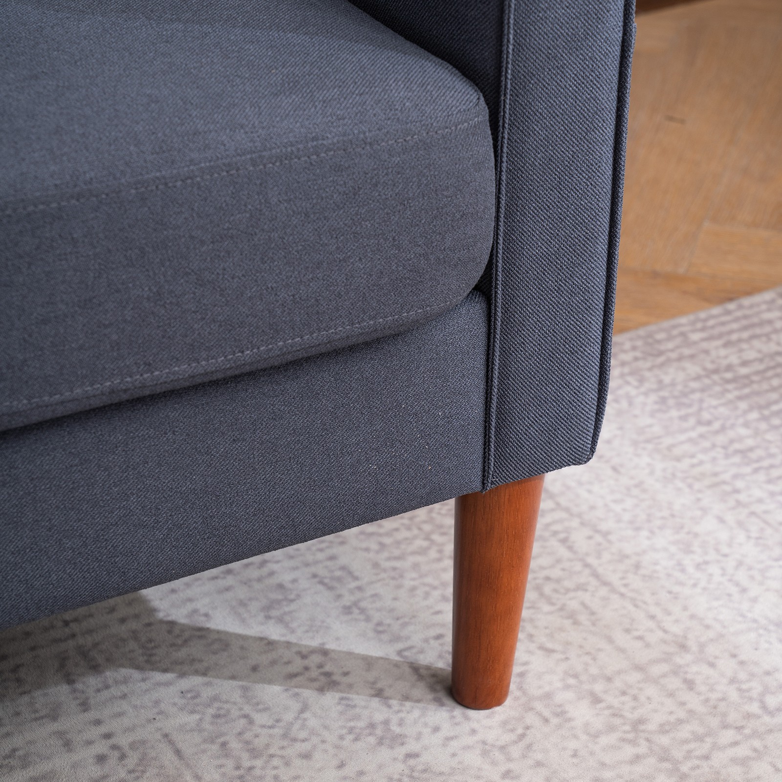 Linen Solid Wood Legs 3 Seats Without Chaise Concubine Modular Sofa Dark Grey