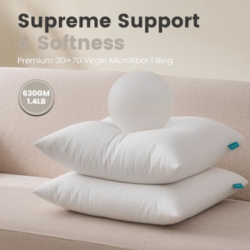18×18 Pillow Inserts, 2 Pack Down Alternative Throw Pillow 18×18 Inch White
