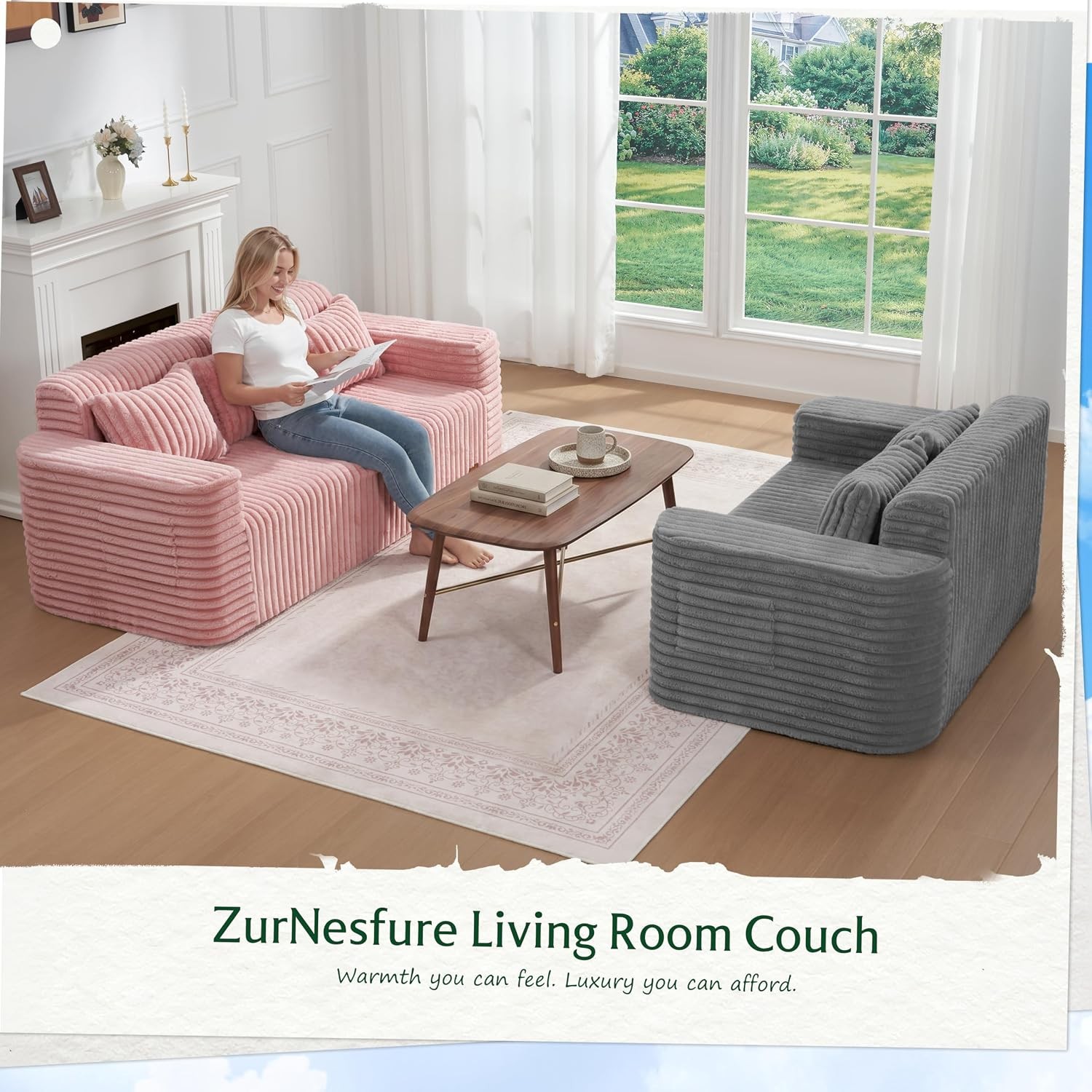 Sofa Couch Cloud Loveseat, Memory Foam Couch with Pillow No Assembly Need,