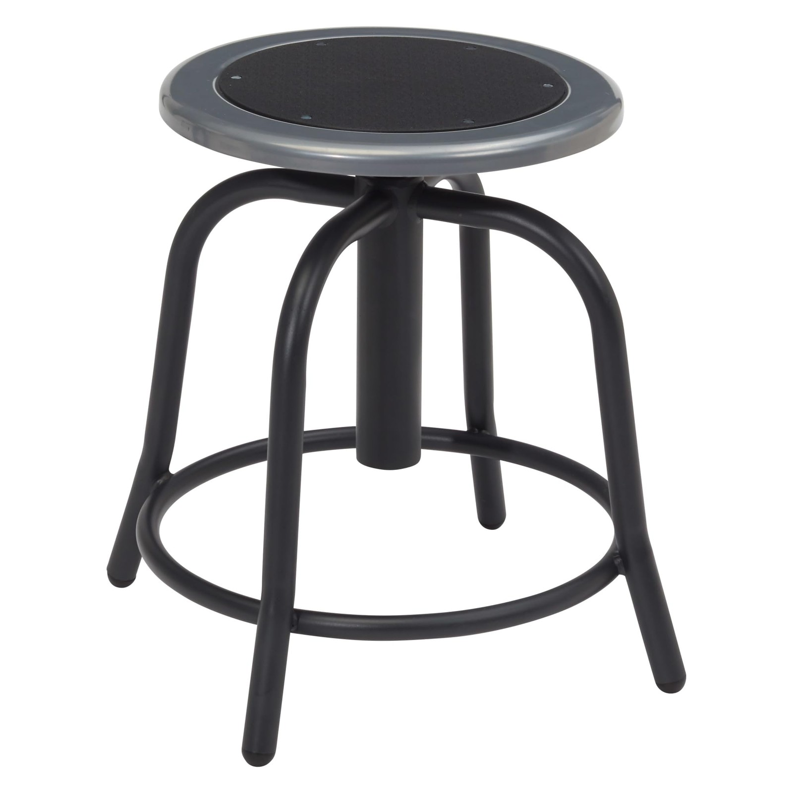 Pemberly Row 18-24″ Swivel Metal Stool with Black Seat in Black