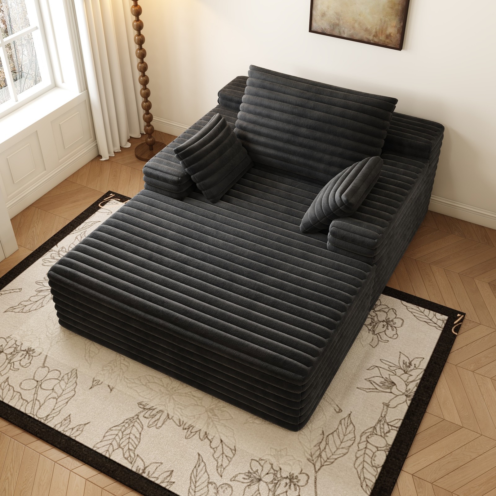 68″ Oversized Boneless Chaise Lounge Sofa Bed Reading Chair Corduroy Cloud Couch