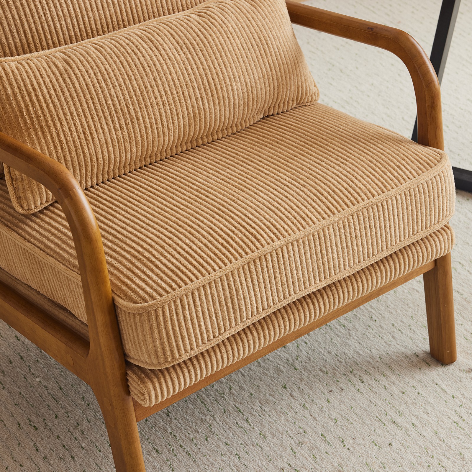 Khaki Corduroy Upholstered Indoor Lounge Chair (330LBS Weight Capacity)