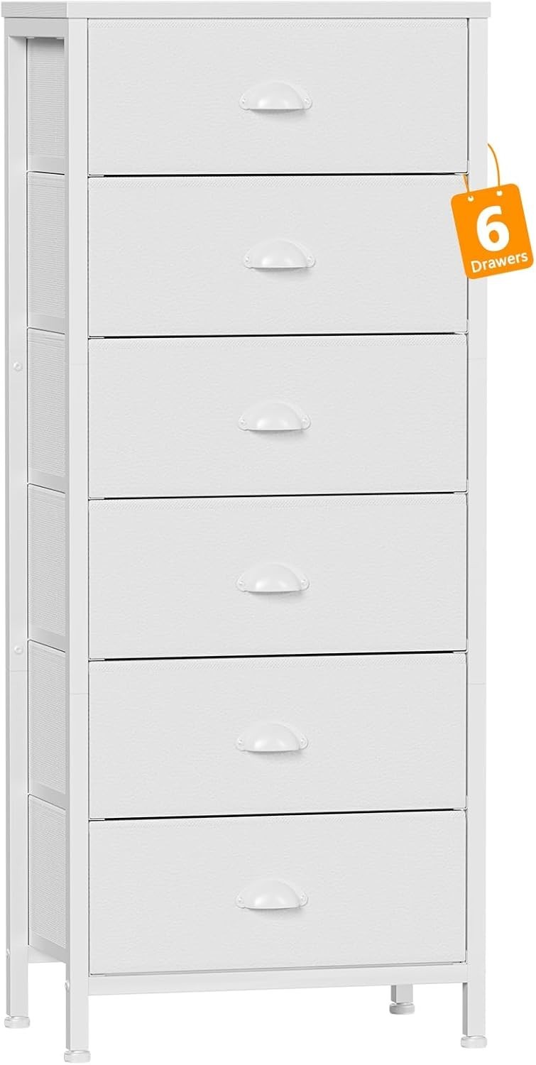 White Tall Dresser for Bedroom,Vertical Storage Tower Unit and End Table with…