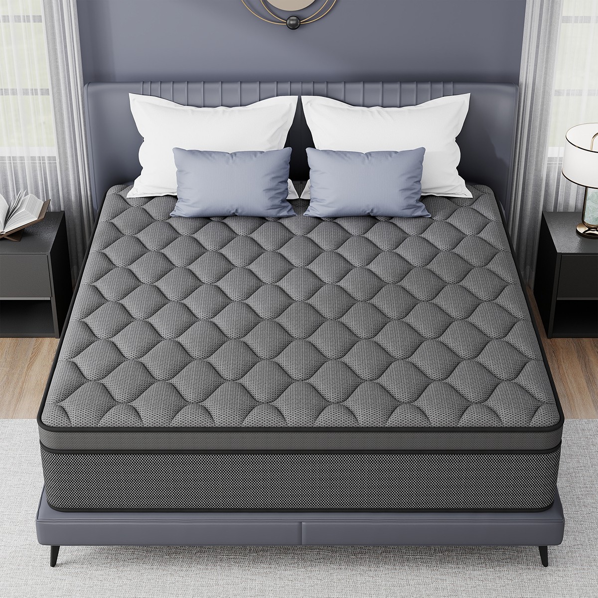 14 Inch King Size Mattress In a Box Gel Memory Foam Hybrid Spring Medium Firm