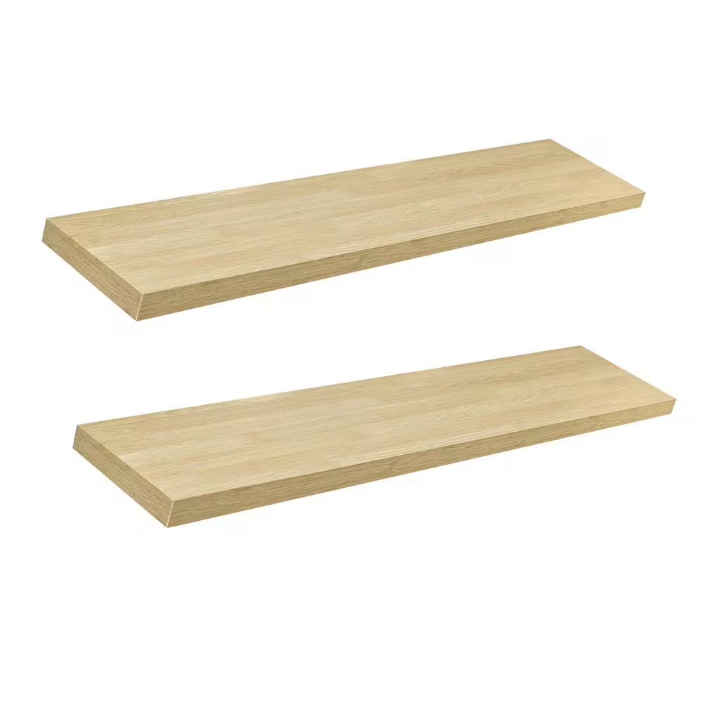 47 In. W X 9.25 In. D Maple Wood Floating Shelves Decorative Wall Shelf (Set of