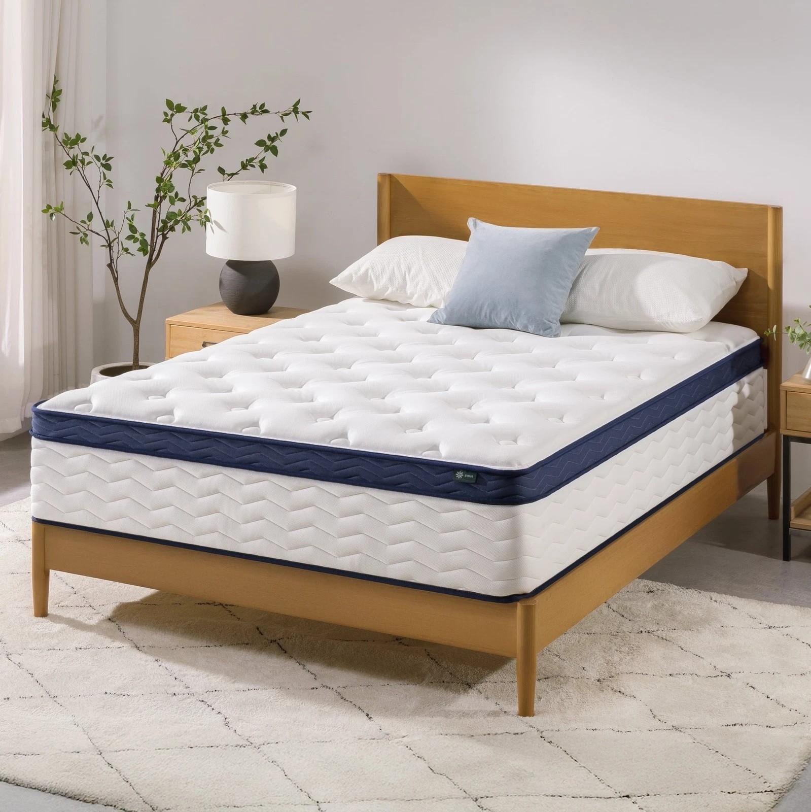 Zinus MSSPKT-14K 14 Inch Pocket Coil Euro Top Hybrid Mattress, King