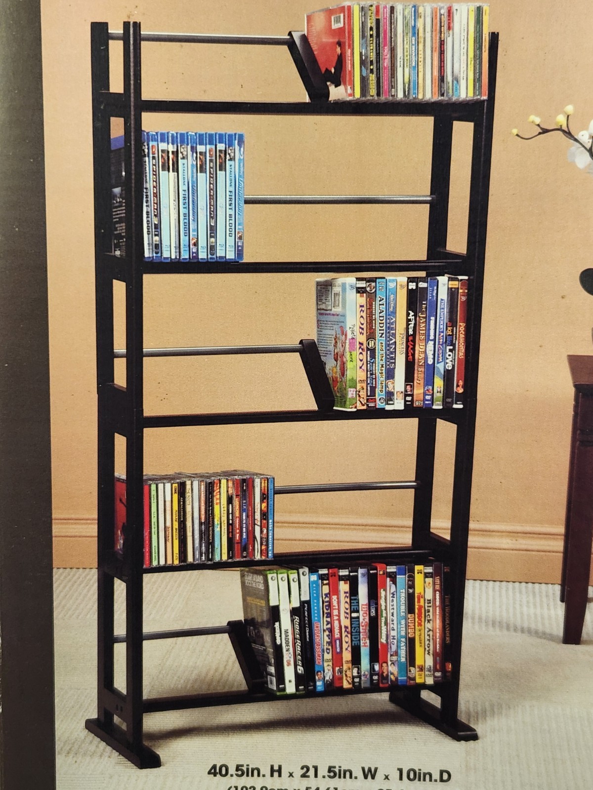 Atlantic Element Media Rack 230 Solid Wood & Metal Rod Construction VTG New NIB